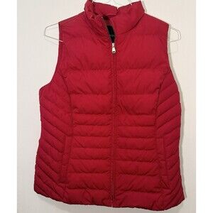 Talbots Red Down Puffer Vest Women’s Medium Zip Front Quilted
